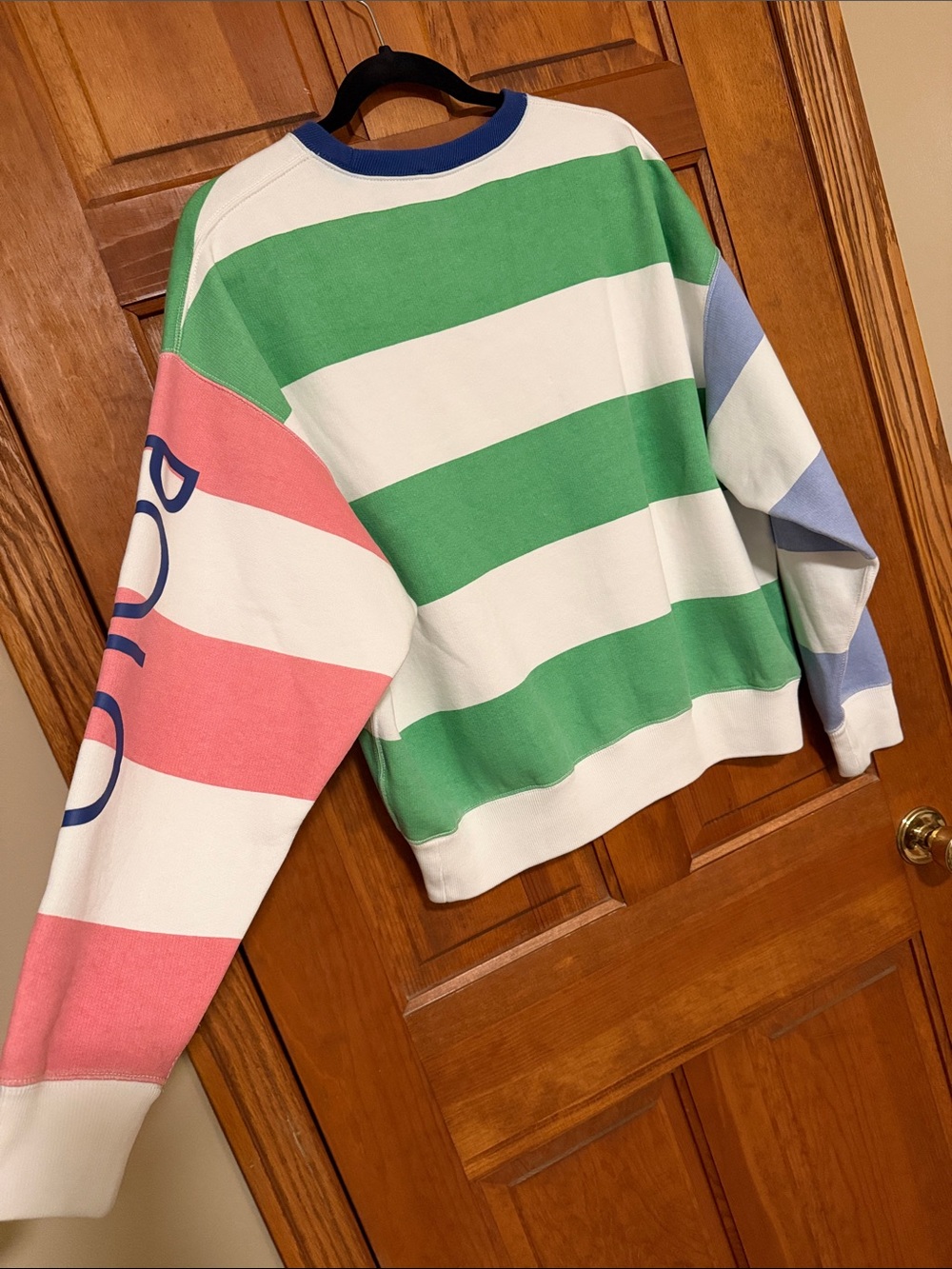 Polo by Ralph Lauren Green, White, Blue & Pink Striped Crewneck Sweater - Picture 6 of 14